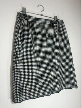 Vintage Black White Checkered Wool Mini Skirt